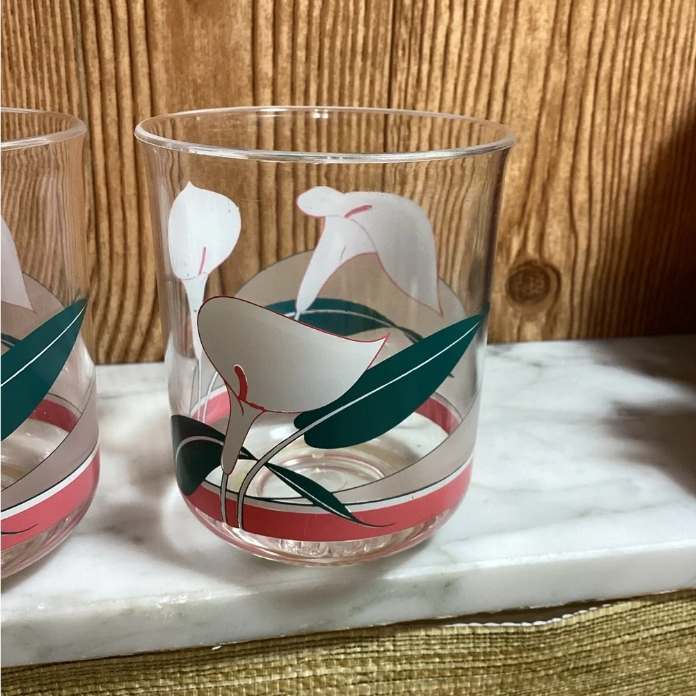 Rare Retro Vtg 1980’s Culver Nouveau Encounters Acrylic Whiskey Glasses set of 4